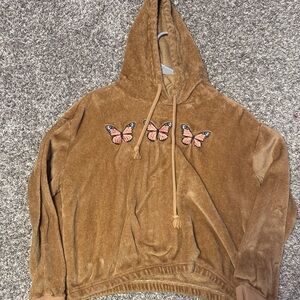 Mighty Fine Brown Hoodie with Butterfly Design